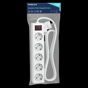 Мережевий фільтр Rablex RB5-3M 5 розеток 3 метри White 7_03262 фото
