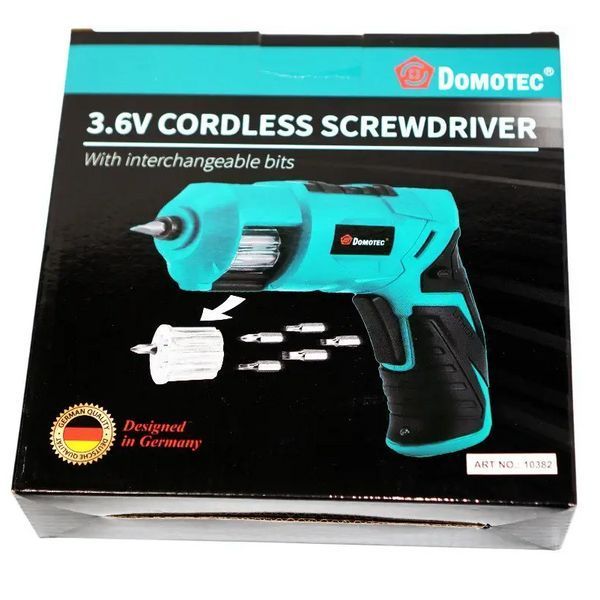 Беспроводная отвертка Domotec 3.6V с набором бит Blue 3_07875 фото