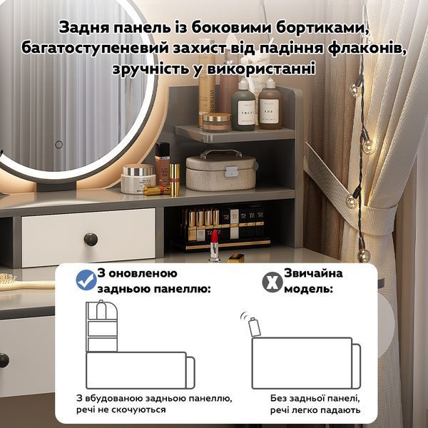 Косметический столик D27F-100 с LED зеркалом и 4 ящиками 100x40x126 см Серый 3_07261 фото