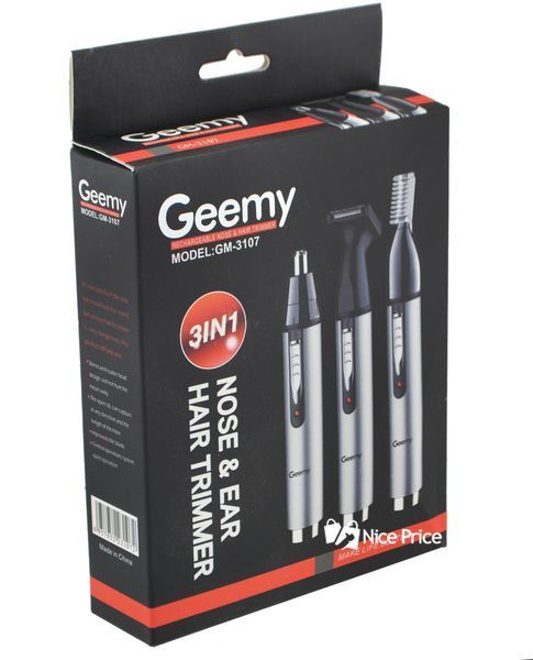 Триммер для носа и ушей Geemy GM-3107 3в1 серый 3_02211 фото