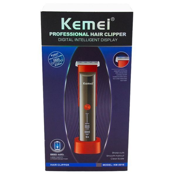 Компактная машинка для стрижки волос Kemei KM-5016 с аккумулятором 5 Вт Red-Gray 3_01391 фото