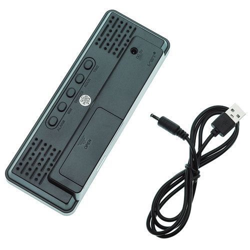 Настільний електронний годинник VST 898 дзеркальний USB із синьою підсвіткою чорний 7_01460 фото