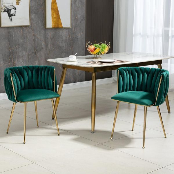 Стул RIAS DSF-1590 для столовой с мягкой обивкой и металлом 50x70 см Зеленый 3_07726 фото