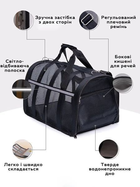 Сумка для животных CosmoPet CP-46S удобная с сетчатыми вставками 34x24x21 см 3_07193 фото