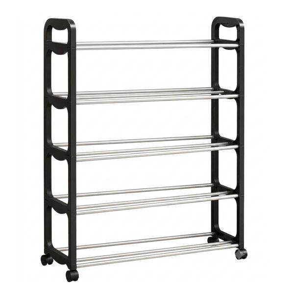 Полиця для взуття YH8814 з колесами 4 рівні 42x60x19 см Black 3_08455 фото