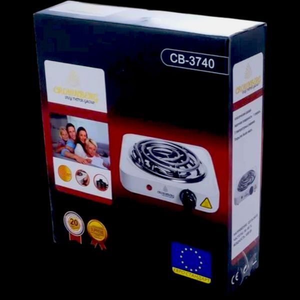Настільна електроплита Crownberg CB-3740 1000W для дому та дачі White 7_02923 фото