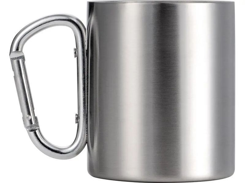 Туристичне горнятко E-Tac з карабіном і подвійними стінками 300 мл Silver 3_07944 фото