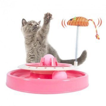 Игрушка для котов Cat Scratch Pan с двумя мячиками и мышкой 3_03622 фото