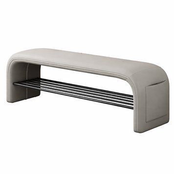 Лавка для взуття з м'яким сидінням NA71-100 100x35x42 см Grey 3_08145 фото