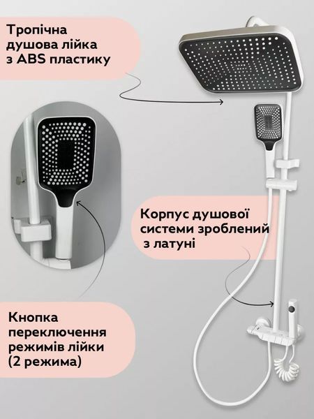 Душова система Shower Kraft А401 з тропічним душем 4в1 біла 3_05844 фото