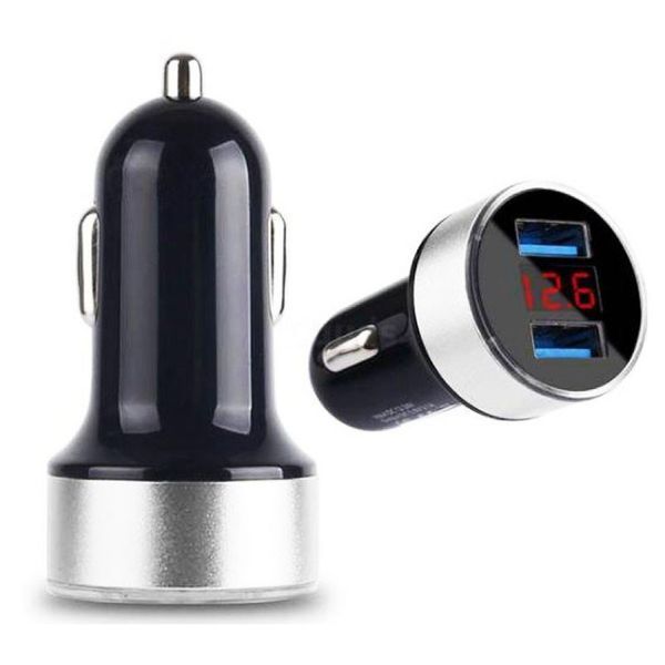 Зарядний пристрій HZ HC6 2xUSB 2.4A з вольтметром для авто Black 7_01712 фото