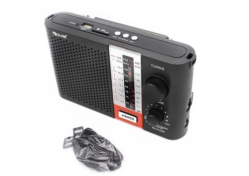 Портативний радіоприймач Golon RX-F12UR з MP3 USB MicroSD 220V Black 7_02325 фото