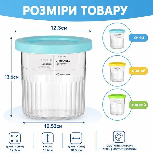 Контейнер для мороженого Ninja Creami Deluxe с крышкой LightBlue 3_08388 фото