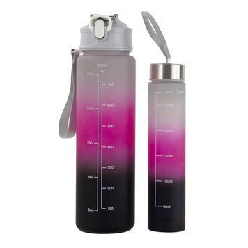 Набір спортивних пляшок 2в1 300ml/900ml Grey-Pink-Black 3_05589 фото