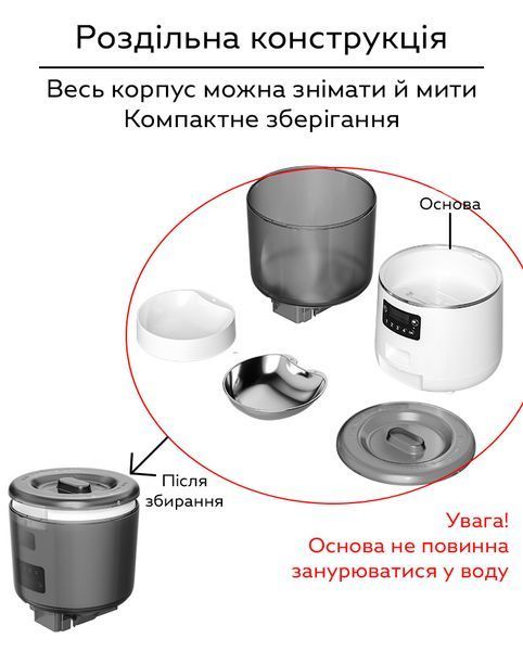 Автоматична годівниця для тварин PFF010 4 літри для зручності White 3_07198 фото