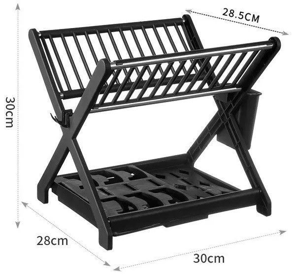 Сушилка для посуды двухъярусная 30&times;28&times;30 см Black 3_08245 фото