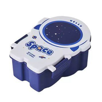 Ланч-бокс Космонавт ML-6295 1200ml с ложкой и вилкой Цвет Blue-White 3_06567 фото