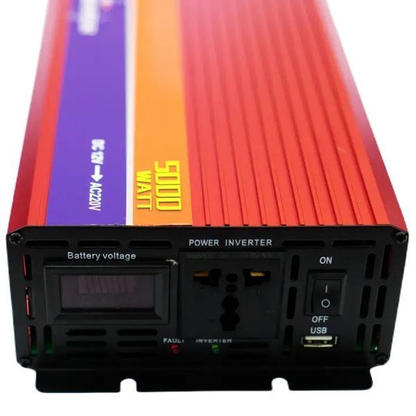 Инвертор Powerone Plus 5000W 12V-220V с плавным пуском красный 3_05767 фото