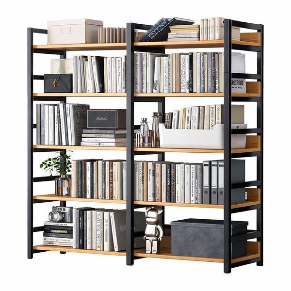 Книжковий стелаж G633A Loft з рожевого дерева 5 полиць 100x30x143 см Black 3_08137 фото