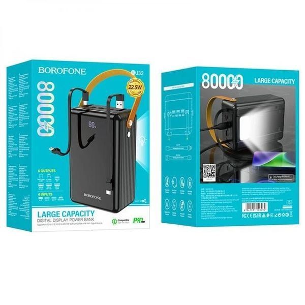 Зовнішній акумулятор Borofone BJ32 80000 мАг з PD та QC 20W 3xUSB Type-C 7_01294 фото