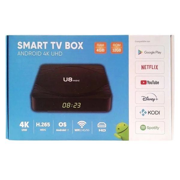 Медиаплеер U8 Mini Android 11 4GB 32GB 4K Smart TV Box для современных 3_06083 фото