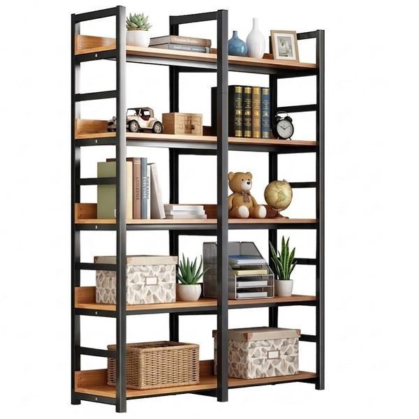 Стелаж Loft 5 поличок 120x30x143 см Рожеве дерево-Black 3_08139 фото
