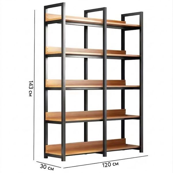 Стелаж Loft 5 поличок 120x30x143 см Рожеве дерево-Black 3_08139 фото