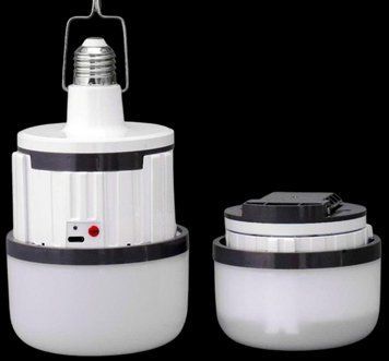 Світлодіодна лампа E27 40W з акумулятором 3x18650 та Type-C для дому White 7_01657 фото
