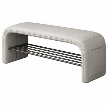 Комфортна лавка для взуття NA71-80 з м'яким сидінням 80x35x42 см Grey 3_08153 фото