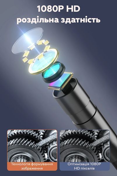 Эндоскоп Inscam C30-M с дисплеем и двойной камерой 5 м 8 мм для авто Black 3_07473 фото