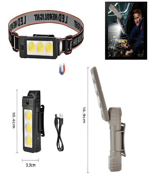 Акумуляторний налобний ліхтар Police PL-197 з магнітом USB Type-C Чорний 7_01812 фото