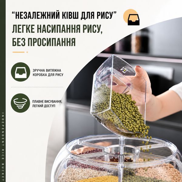 Диспенсер для круп KF8983 вращающийся 24x24x24 см Emerald 3_08590 фото