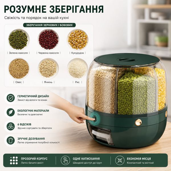 Диспенсер для круп KF8983 вращающийся 24x24x24 см Emerald 3_08590 фото