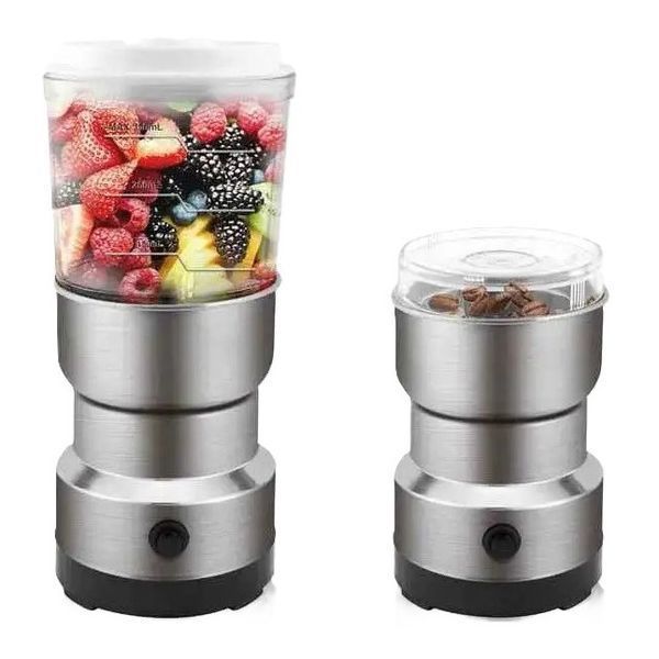 Электрическая кофемолка и блендер Domotec MS-7126 2в1 300W в цвете Silver 3_07089 фото