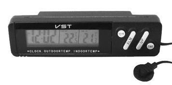 Автомобільний годинник VST-7067 з термометром та двома датчиками Чорний 3_4466 фото