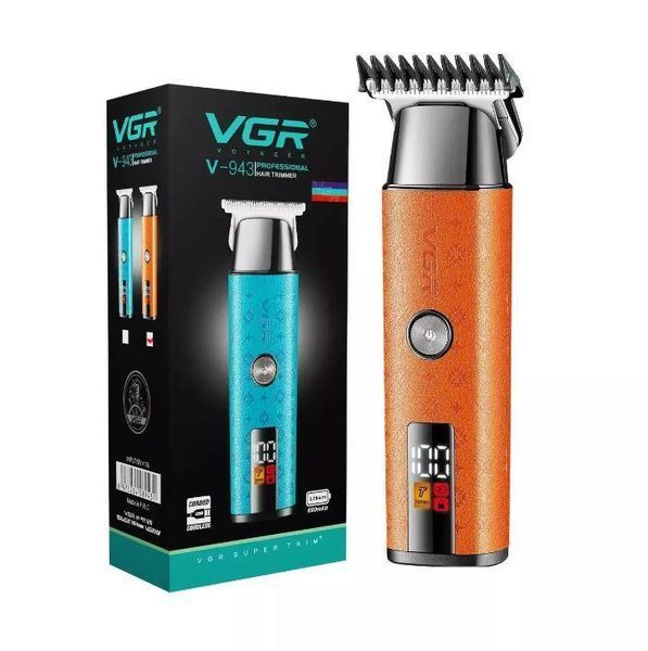 Электромашинка для стрижки VGR V-943 с LED-дисплеем 3 насадки 10W Orange 3_06950 фото