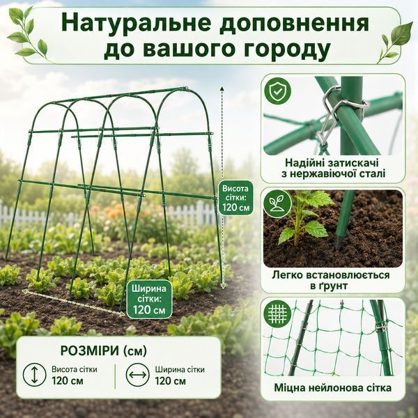Садовая арка U-образная с сеткой 160x120 см Green 3_08641 фото