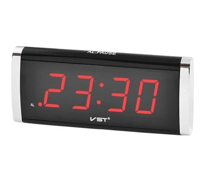 Настільний електронний годинник VST VST 730 220V з червоною підсвіткою Чорні 7_01479 фото