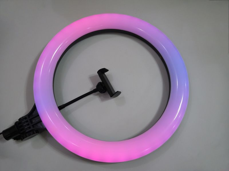 Кольцевая LED лампа MJ38 RGB 38 см разноцветная с держателем 4_00543 фото