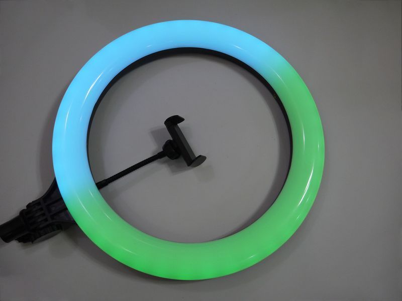 Кольцевая LED лампа MJ38 RGB 38 см разноцветная с держателем 4_00543 фото