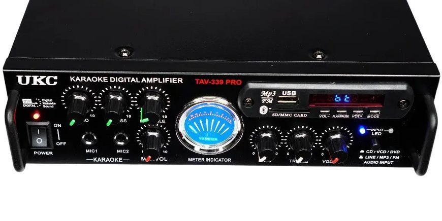 Караоке підсилювач звуку UKC TAV-339 PRO Bluetooth USB FM MP3 240W Black 3_07874 фото