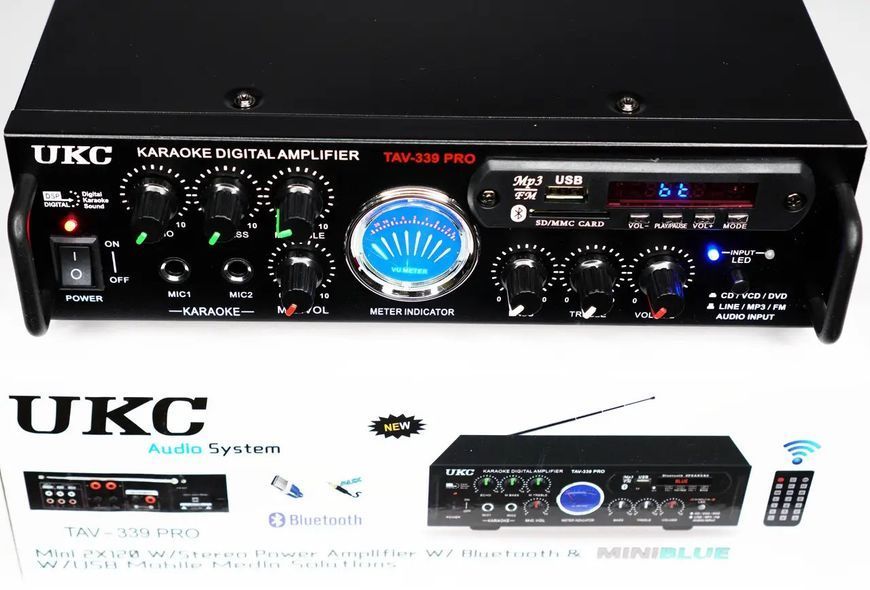 Караоке підсилювач звуку UKC TAV-339 PRO Bluetooth USB FM MP3 240W Black 3_07874 фото