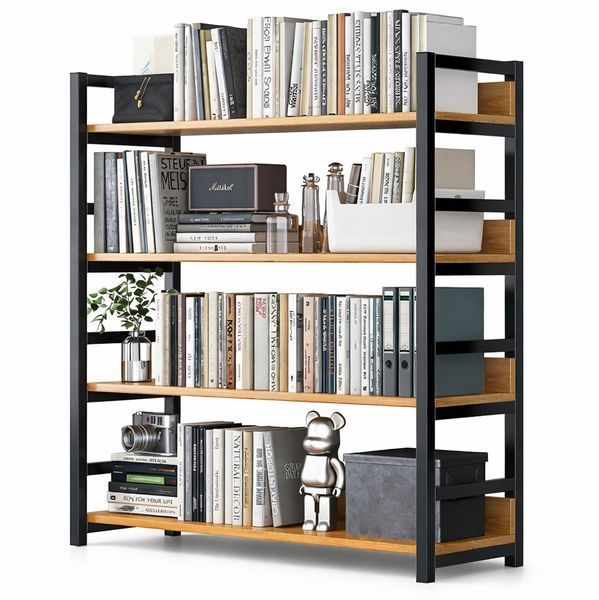 Книжковий стелаж G633A на 4 рівня 60x30x112 см Жовта Груша Чорний 3_08143 фото