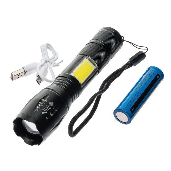 Ручний акумуляторний ліхтар Police WD234 T6+COB 1X18650 microUSB Black 7_00995 фото