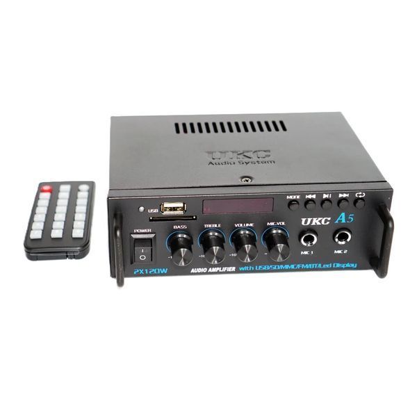 Аудіо посилювач UKC A5 Bluetooth USB SD FM MP3 для караоке 2x120W Чорний 3_07327 фото