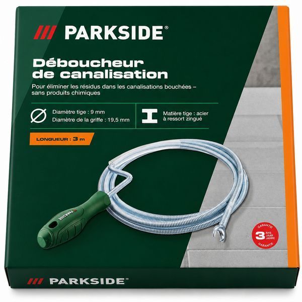 Сантехнічна спіраль PARKSIDE 3м для труб Green 3_08593 фото