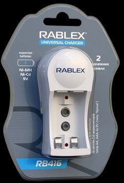 Зарядний пристрій Rablex RB416 для двох акумуляторів Ni-MH Ni-Cd AA AAA 9V Біле 7_01663 фото