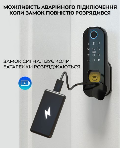 Электромеханический замок NaviCat R5 с TUYA для уличных дверей черный 3_05821 фото