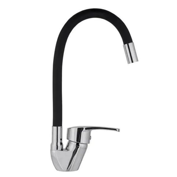 Гибкий смеситель для ванной и кухни RIAS Water Tap 48 см Silver-Black 3_06879 фото
