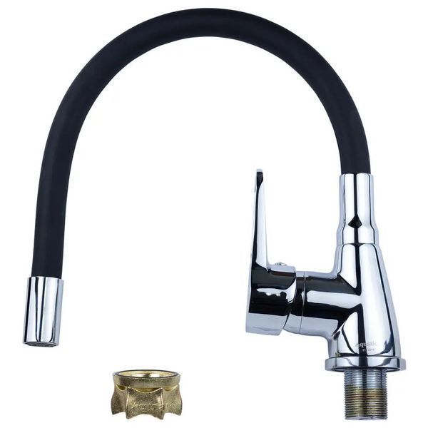 Гибкий смеситель для ванной и кухни RIAS Water Tap 48 см Silver-Black 3_06879 фото